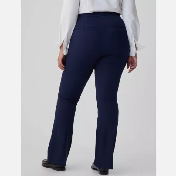 GAP High Rise Flare Stretch Pants Pintuck Pleat Navy Blue Size 8 RT$80 NWT - Picture 4 of 16